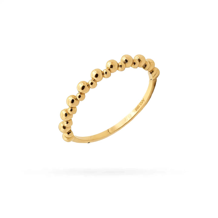 14K Polished Gold Bead Ring by Senso Gold, on a white background
