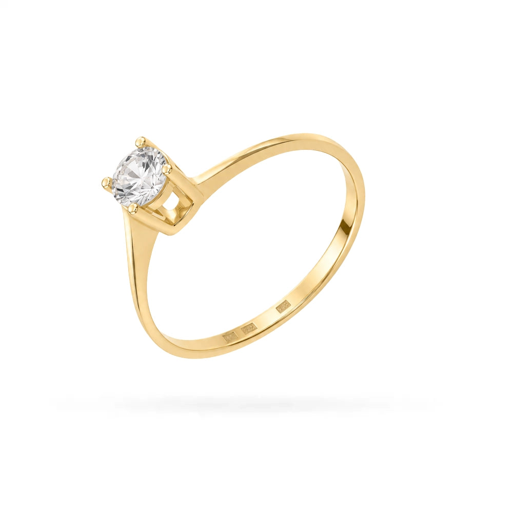 Senso Gold 14K yellow-gold ring with a round cubic zirconia in a raised open-sided setting