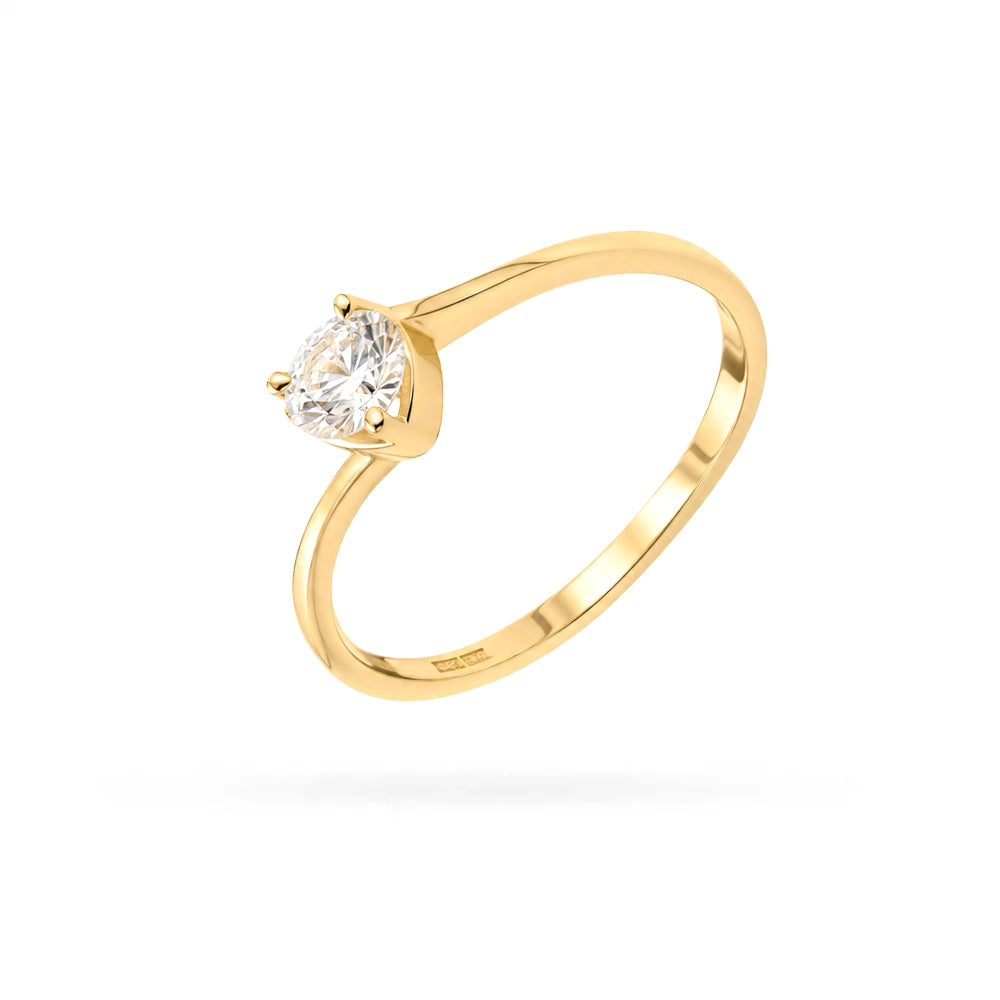 Senso Gold 14K yellow-gold ring with one heart-shaped cubic zirconia and a smooth band
