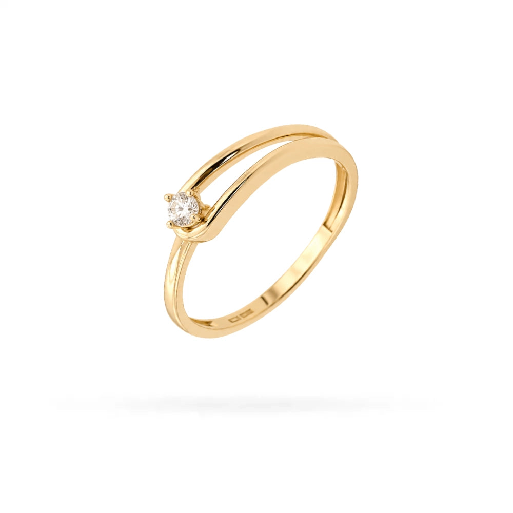 14K Split-Band Gold Ring with Cubic Zirconia by Senso Gold, on a white background