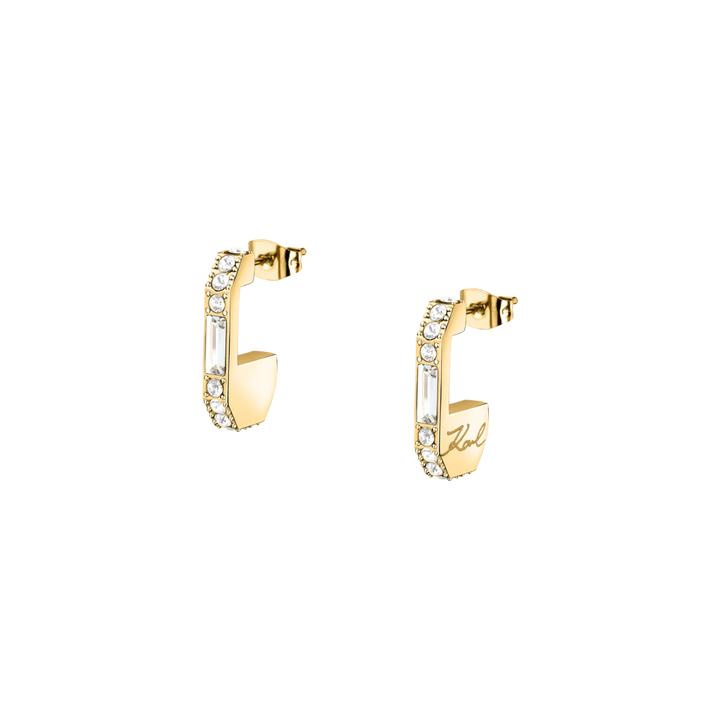 Златисти обеци Karl Lagerfeld Crystals тип халки с бели кристали – модел KLAYC35