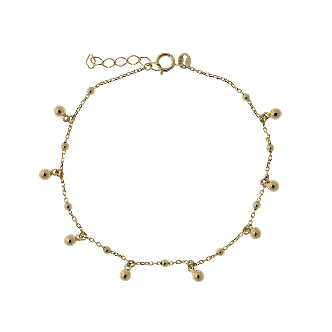 Дамска златна гривна с висящи златни топчета. Senso Gold