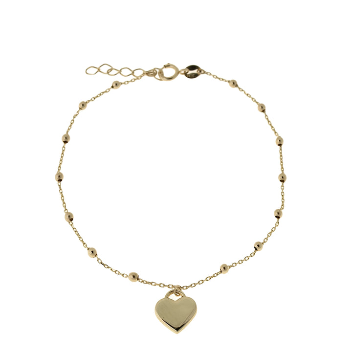 Дамска златна гривна с висящо гладко сърце.