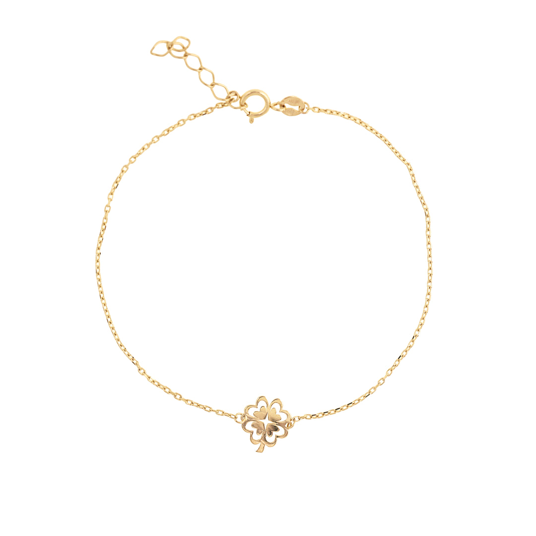 Фина златна гривна с ажурно цвете 14К Senso Gold, на бял фон
