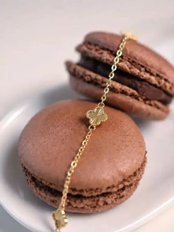 14K Gold Bracelet with Three Textured Clovers by Senso Gold, DB2670, in a styled setting