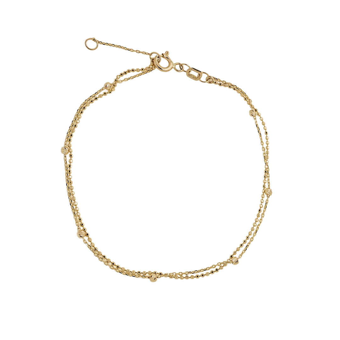 14K Double-Chain Gold Bracelet with Beads by Senso Gold, on a white background