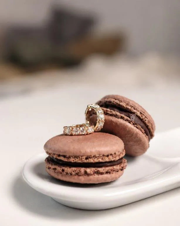 14K Gold Hoop Earrings with Zircon and Crossed Details by Senso Gold, DE2494, in a styled setting