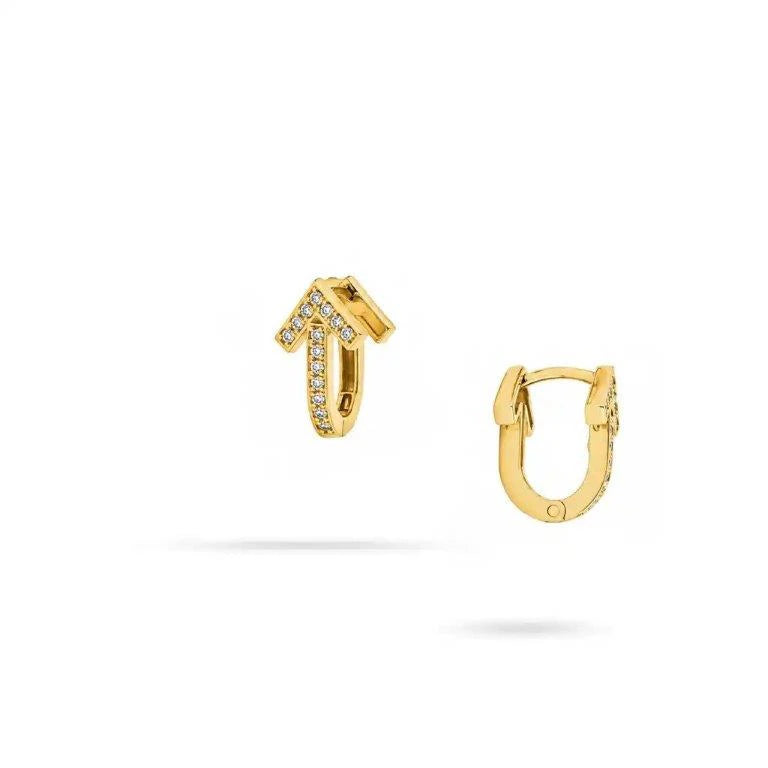 14K Reversible Gold Arrow Earrings with Zircon by Senso Gold, DE2496, on a white background