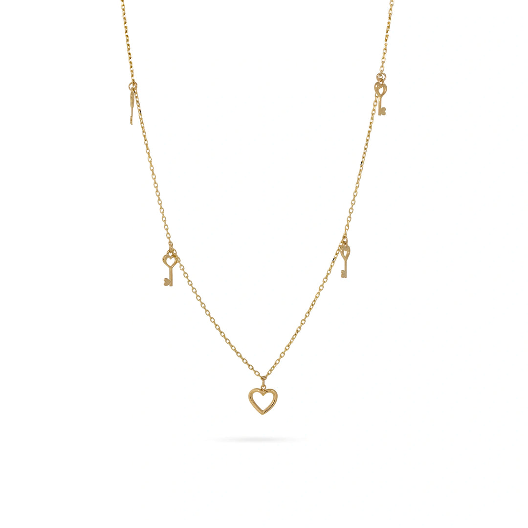 Дамско златно колие с висящи елементи. Senso Gold