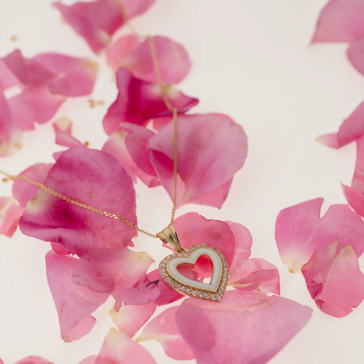 Дамско златно колие със сърце и циркони. Senso Gold