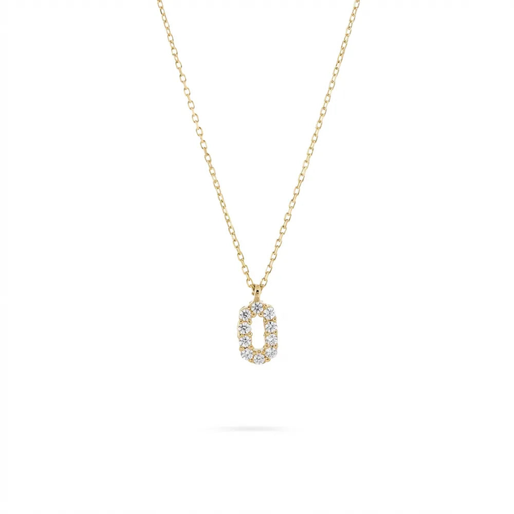 Златно колие с овална висулка и циркони
