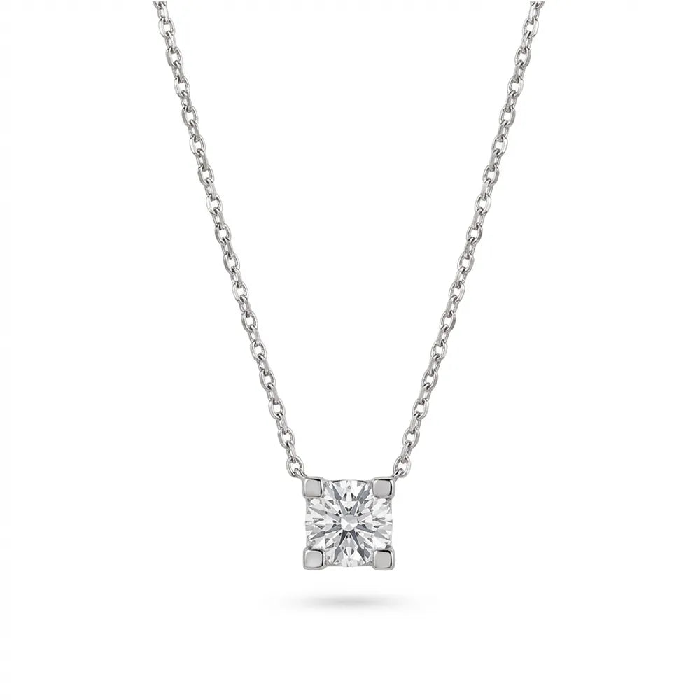 Златно колие с диамант от 14К бяло злато с фин квадратен елемент – елегантен и минималистичен акцент за всеки ден